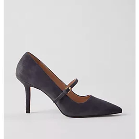 NWOB Ann Taylor Suede Mary Jane Pump Heel Gray 8.5 - Picture 1 of 5